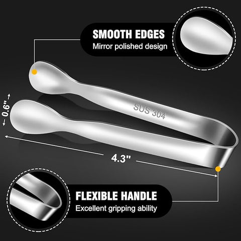 Mini Stainless Steel Tongs to Grab Saffron & Spices – Set of 2 (4.3”)