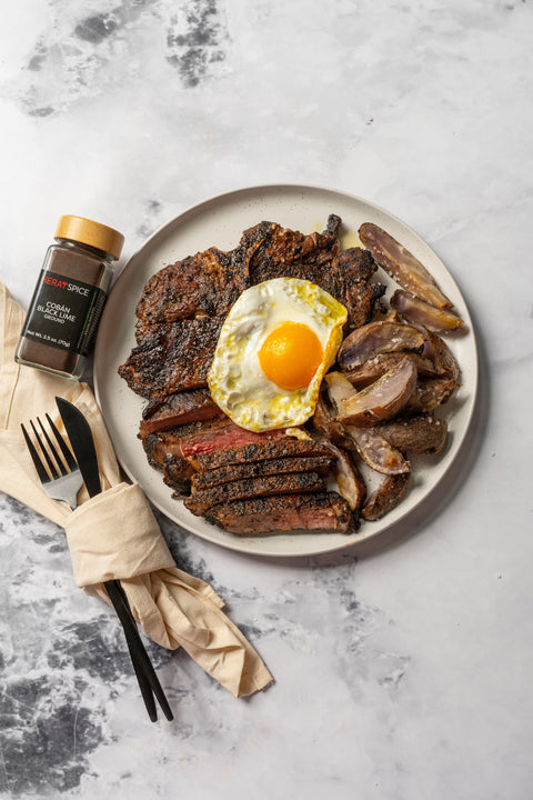 Grilled Ribeye with Black Lime Rub