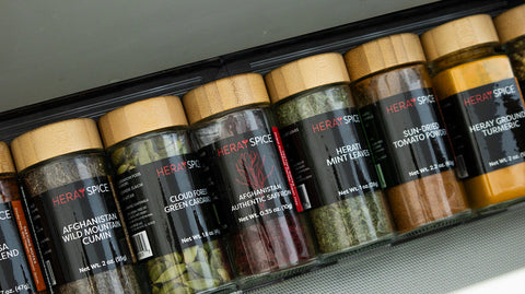Heray Spice Gift Box includes Afghan Saffron, wild mountain cumin, Turmeric and Cinnamon.